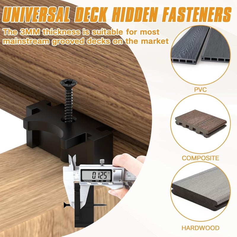 deckit 600PCS Hidden Deck Fasteners for Composite Decking Board - Universal Nylon Clips with Screws, 30 Deck Clips & 1 Joist Tape Tape, Fits Wood/Composite Deck Framing(Covers 300 SQ.FT.) - Image 3